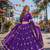 Violet Georgette Free Size Stitched Navratri Lehenga Choli with Bandhej & Embroidery Work