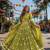 Olive Georgette Free Size Stitched Navratri Lehenga Choli with Bandhej & Embroidery Work