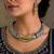 Dual tone Rajasthani Tribal Hasuli necklace set with earrings, Indian Oxidised torque jewelry