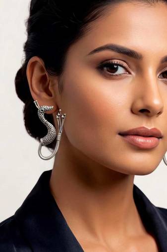 Peacock Hoop Earrings, unique Oxidized Silver Bird Earrings, Statement Boho Earrings