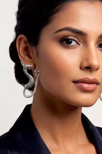 Peacock Hoop Earrings, unique Oxidized Silver Bird Earrings, Statement Boho Earrings