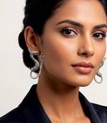 Peacock Hoop Earrings, unique Oxidized Silver Bird Earrings, Statement Boho Earrings