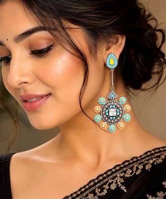 Boho Colorful Statement Earrings for Women | Handmade Enamel Drop Earrings  1