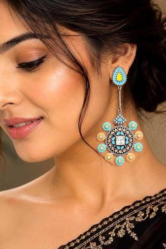 Boho Colorful Statement Earrings for Women | Handmade Enamel Drop Earrings 