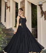 Black Navratri Special Feather-Light Fully Stitched Lehenga Choli with Stylish Koti