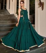 Green Navratri Special Feather-Light Fully Stitched Lehenga Choli with Stylish Koti
