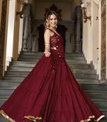 Red Navratri Special Feather-Light Fully Stitched Lehenga Choli with Stylish Koti