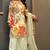 Orange embroidered chinon free size stitched palazzo style salwar suit