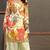 Orange embroidered chinon free size stitched palazzo style salwar suit