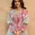 Pink embroidered chinon free size stitched palazzo style salwar suit