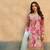 Pink embroidered chinon free size stitched palazzo style salwar suit