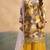Yellow embroidered chinon free size stitched palazzo style salwar suit