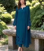 Women Ethnic Motifs Embroidered Chanderi Silk Kurta with Trousers & With Dupatta