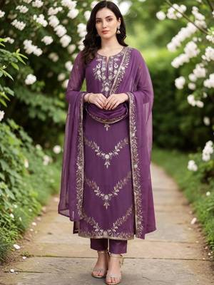 Women Embroidered Regular Kurta with Trousers & With Dupatta 1