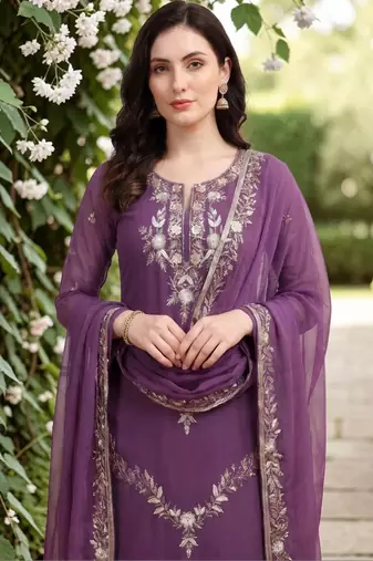 Women Embroidered Regular Kurta with Trousers & With Dupatta