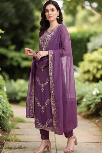 Women Embroidered Regular Kurta with Trousers & With Dupatta