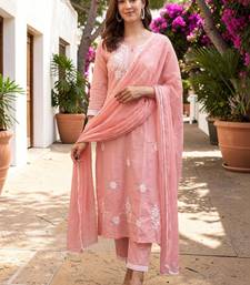 Women Ethnic Motifs Embroidered Regular Thread Work Pure Cotton Kurta with Trousers & With Dupatta