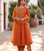 Women Embroidered Kurta with Trousers & With Dupatta