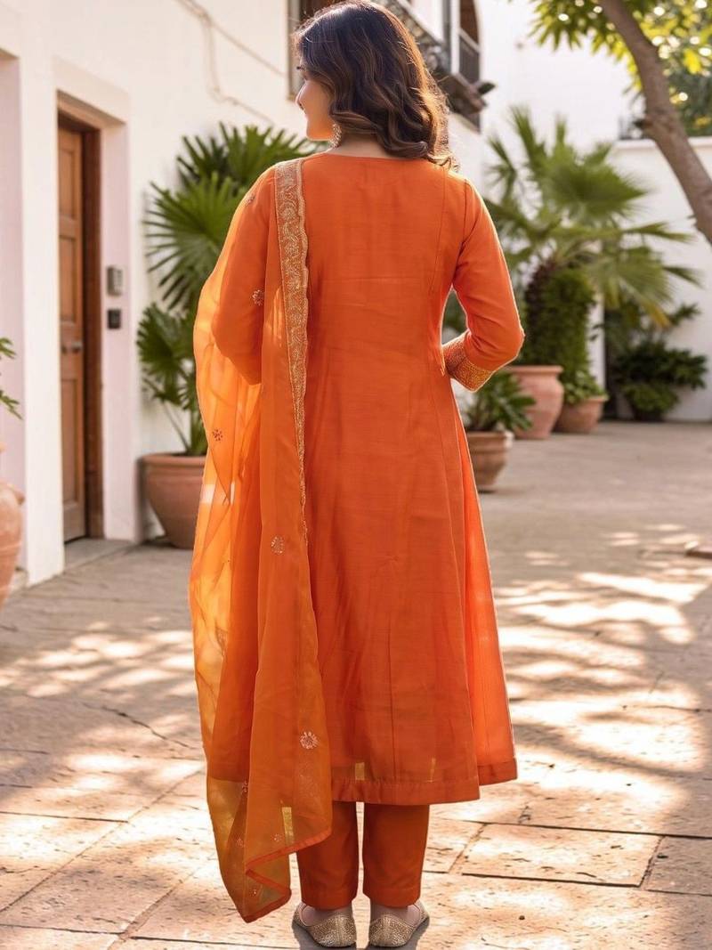 Women Embroidered Kurta with Trousers & With Dupatta