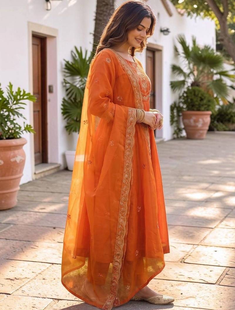 Women Embroidered Kurta with Trousers & With Dupatta