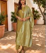 Women Ethnic Motifs Embroidered Regular Thread Work Kurta with Trousers & With Dupatta