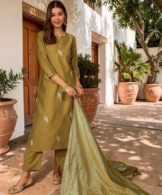 Women Ethnic Motifs Embroidered Regular Thread Work Kurta with Trousers & With Dupatta 5