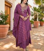 Women Ethnic Motifs Embroidered Regular Thread Work Kurta with Sharara & With Dupatta