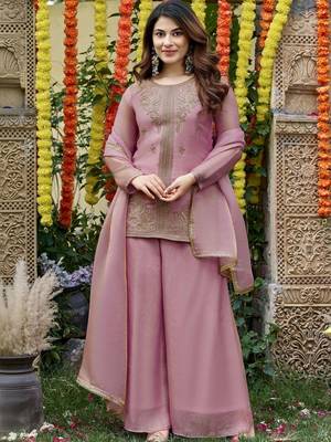 Women Ethnic Motifs Embroidered Regular Thread Work Kurta with Palazzos & With Dupatta 1
