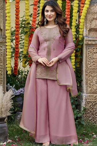 Women Ethnic Motifs Embroidered Regular Thread Work Kurta with Palazzos & With Dupatta