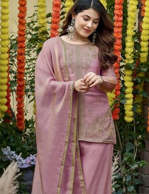 Women Ethnic Motifs Embroidered Regular Thread Work Kurta with Palazzos & With Dupatta 2