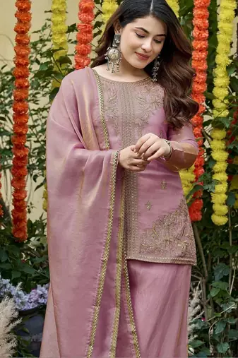 Women Ethnic Motifs Embroidered Regular Thread Work Kurta with Palazzos & With Dupatta