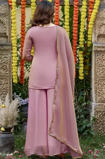 Women Ethnic Motifs Embroidered Regular Thread Work Kurta with Palazzos & With Dupatta