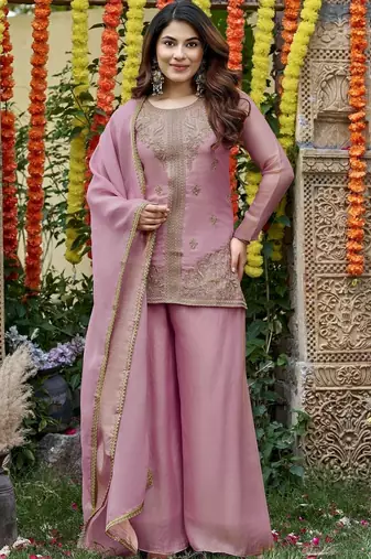 Women Ethnic Motifs Embroidered Regular Thread Work Kurta with Palazzos & With Dupatta