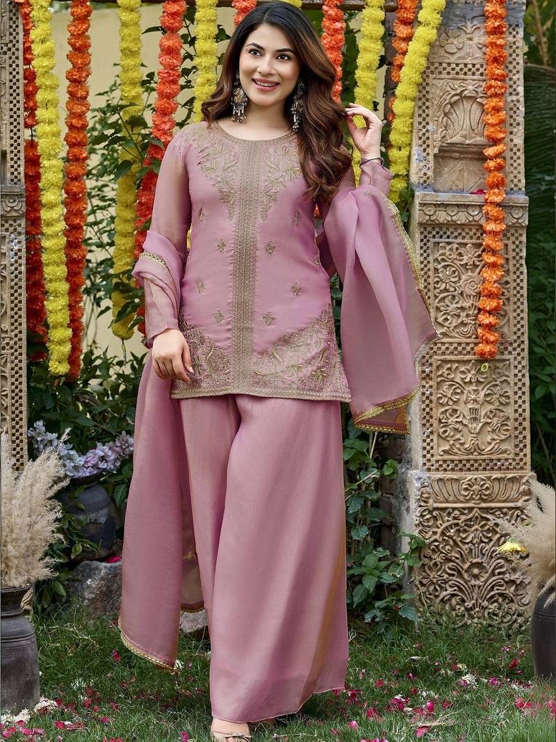 Women Ethnic Motifs Embroidered Regular Thread Work Kurta with Palazzos & With Dupatta