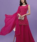 Women Ethnic Motifs Embroidered Regular Sequinned Kurta with Palazzos & With Dupatta