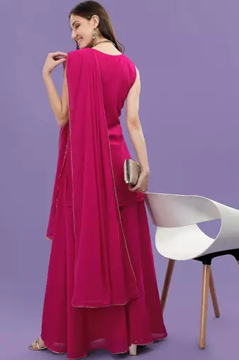 Women Ethnic Motifs Embroidered Regular Sequinned Kurta with Palazzos & With Dupatta