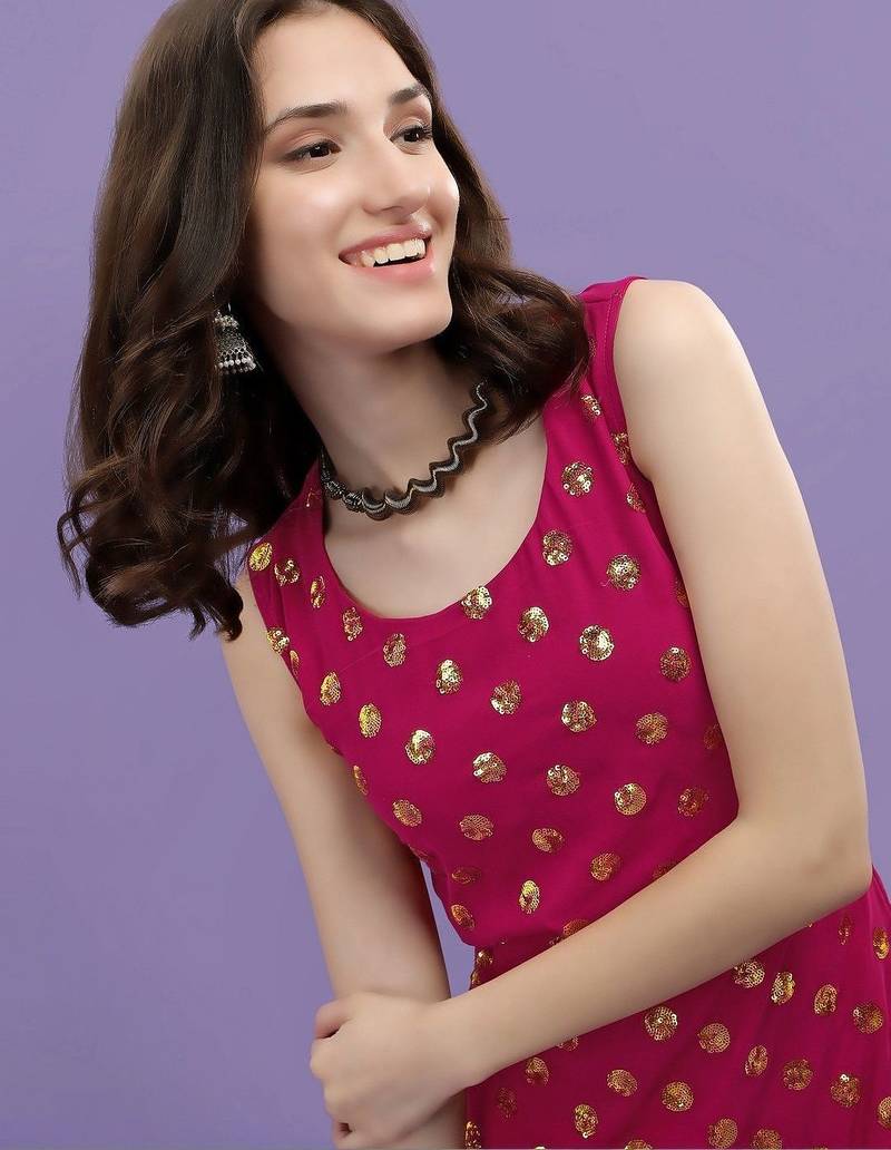 Women Ethnic Motifs Embroidered Regular Sequinned Kurta with Palazzos & With Dupatta