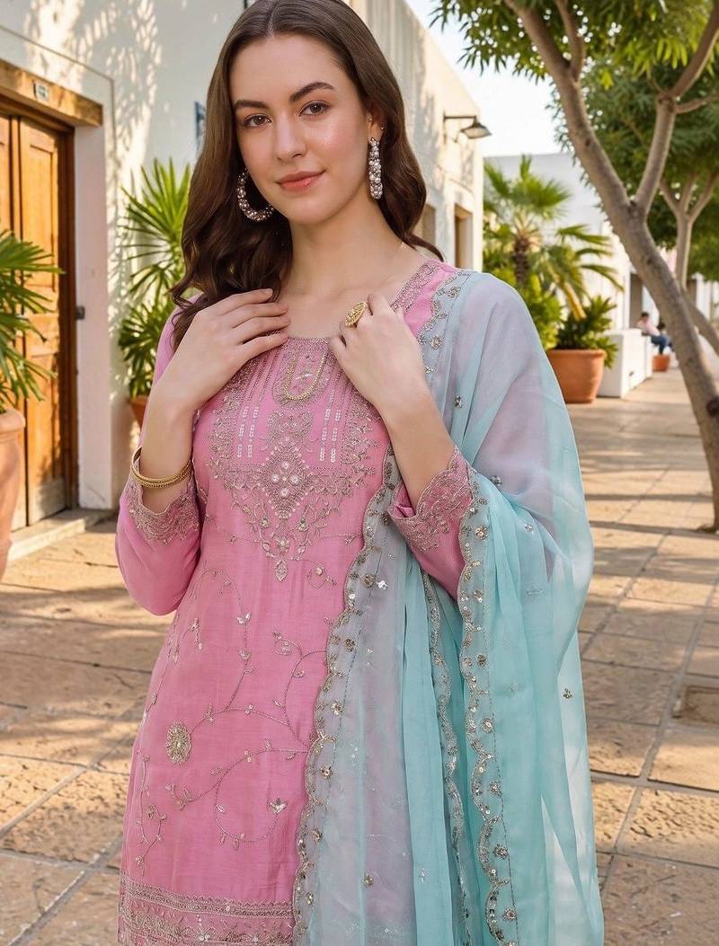 Women Ethnic Motifs Embroidered Regular Kurta with Sharara & With Dupatta