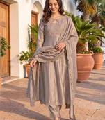 Women Ethnic Motifs Embroidered Empire Thread Work Kurta with Trousers & With Dupatta
