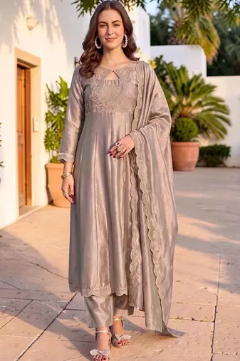 Women Ethnic Motifs Embroidered Empire Thread Work Kurta with Trousers & With Dupatta