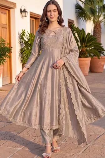 Women Ethnic Motifs Embroidered Empire Thread Work Kurta with Trousers & With Dupatta