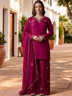 Women Ethnic Motifs Embroidered Regular Kurta with Sharara & With Dupatta 1
