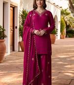 Women Ethnic Motifs Embroidered Regular Kurta with Sharara & With Dupatta