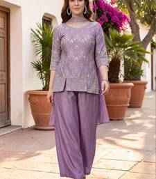 Women Ethnic Motifs Embroidered Regular Thread Work Silk Chiffon Kurta with Palazzos & With Dupatta