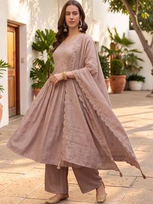 Women Ethnic Motifs Embroidered Empire Thread Work Kurta with Palazzos & With Dupatta 1