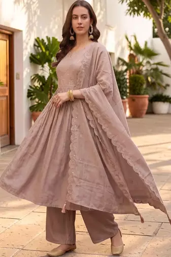 Women Ethnic Motifs Embroidered Empire Thread Work Kurta with Palazzos & With Dupatta