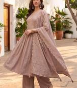 Women Ethnic Motifs Embroidered Empire Thread Work Kurta with Palazzos & With Dupatta