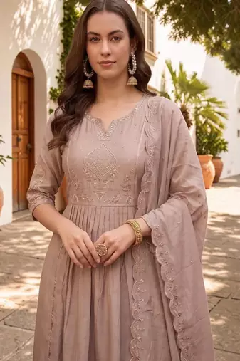 Women Ethnic Motifs Embroidered Empire Thread Work Kurta with Palazzos & With Dupatta