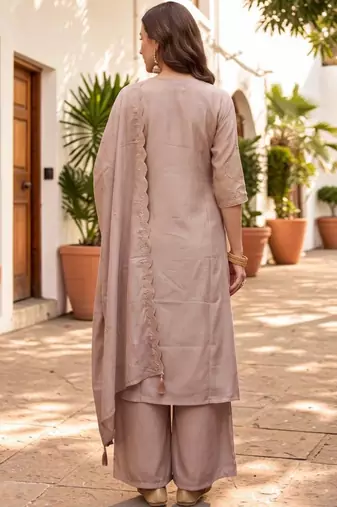 Women Ethnic Motifs Embroidered Empire Thread Work Kurta with Palazzos & With Dupatta