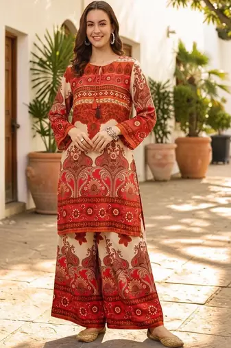 Women Ethnic Motifs Printed Regular Kurta with Palazzos